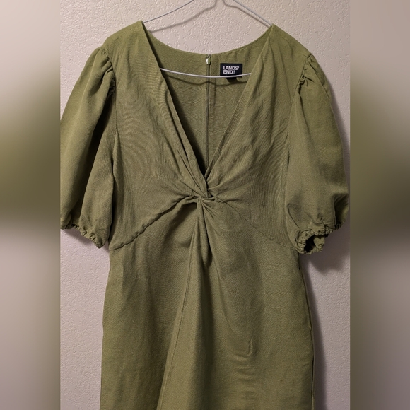 Lands End  Green Puff Sleeve Dress - Picture 6 of 6